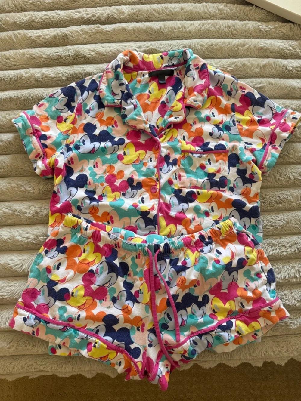 Disney Luxe Multicolor Mickey Print Pajama Set - Picture 1 of 6